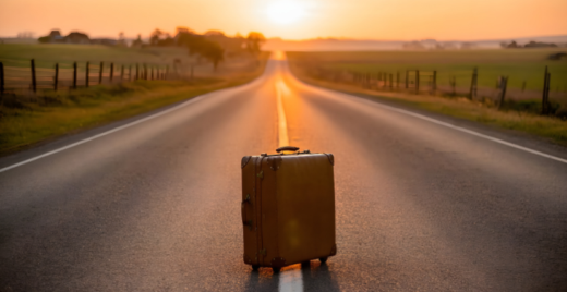 luggage in middle of the road